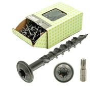 Torx Lot de 100 vis à tête plate Noir 6 x 50 mm Vis pour construction en bois avec tête disque, vis de construction noires avec embout