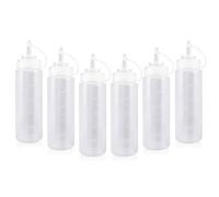 Torytoe 6Pcs Bouteilles à Sauce, Salade Flacon à Sauce Plastique 500ml | Shaker Vinaigrette Flacon avec Capuchon, Idéales pour Sauce Vinaigrette, Assaisonnements, Ketchup, Moutarde, Mayo, 16oz