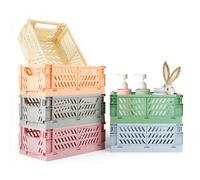 TOSAVGA Cagette Plastique Pliable, 25x16x10 - Paniers Pliable, Boîte de Rangement, Caisses Pliables en Plastique, Empilable Cagettes avec Poignée pour Cuisine, Chambre à Coucher, Bureau