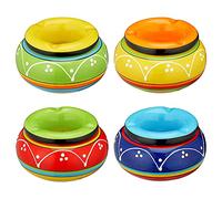 Toscana Lot de 4 cendriers tempête en céramique multicolore, diamètre : 11 cm, avec embout amovible, 4 cendriers tempête Toscana Ø 11 cm