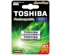Toshiba Piles Rechargeables AAA (HR03 / LR03) 950 mAh - Lot de 2 Accus Ni-MH - Rechargeables jusqu’à 1000 cycles - Pour téléphones DECT, jouets et appareils électroniques
