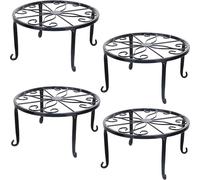 Tosnail 4 pièces support de plantes pour pots de fleurs Métal Noir Rond Support de pots de fleurs Support de plantes pour jardin intérieur balcon Décoration