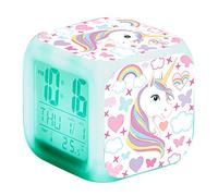 TOSSPER 1pc Licorne réveil LED Horloge numérique Enfants Nuit Brillant Horloge de Bureau avec 7 Couleurs changeantes lumière Cadeau pour Enfants