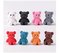 TOSSPER Mini-Ours Figure 8pcs Style De Tricoting Mignon Style Teddy Bear Ornement Dessin Animé Cake Topper Fairy Jardin Décoration
