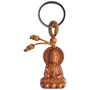 TOSSPER Sculpture sur Bois Statue Bouddhisme Chinois Guan Pendentif Porte-Kwan Yin Bouddha Chanceux Figurine Feng Shui Protection Hanging Charme