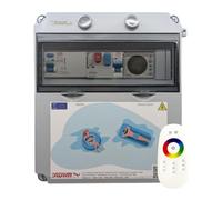 Tosun Tableau électrique piscine triphasé 150 W 12 V, contrôle WiFi RGBW, garde-moteur 6-10 A, IP65, plastique gris