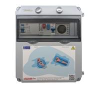 Tosun Tableau électrique piscine triphasé 380 V, transformateur 150 W 12 V DC, garde-moteur 1 CV 4-6,3 A, IP65, gris