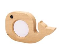Tosuny Baleine Dessin animé Lampe Murale Bois Massif Horloge Numérique