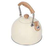 Tosuny Bouilloire Sifflante 2,5 L en Acier Inoxydable Théière Beige | Bouilloire sifflante sur la cuisinière, poignée ergonomique en bois, alarme d\'ébullition forte, thé au café de taille