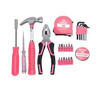 Tosuny Mini Pink Tool Kit, Ensemble Complet de 24 Pièces | Matériau en acier au carbone, outils à prise confortable, boîte de rangement compacte, portable pour les voyages