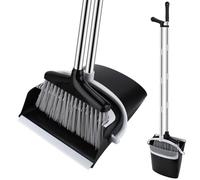 TOSUTO Pelle balayette avec Manche Extensible (123 cm) - Ensemble Balai et Pelle à Poussière,Pelle et balayette Long Manche pour Intérieur/Extérieur,Cuisine,Garage,Design Moderne Noir et Gris