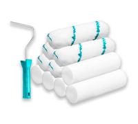 TOTAL - Kit de 10 Rouleaux de Peinture avec Monture - 5 en Mousse et 5 en Microfibre pour Murs et Plafonds - 100 mm Antigoutte - Pour Surfaces Lisses et Moyennes - Peinture Intérieure