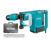 TOTAL - Marteau-Piqueur Électrique - 1500W - 1900 Impacts/min - Système Anti-Vibration et SDS max - Force de 25 J d'Impact - Inclut 2 Ciseaux et Malette