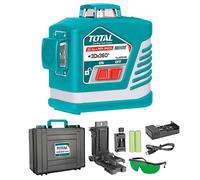 TOTAL - Niveau laser 3D | Portée de 360º | Avec pointeur vert | Plage de 30 m | Inclus lunettes de protection, support et mallette résistante