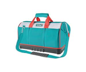 TOTAL - Sac à Outils en Toile Modèle THT16163 | Renforcé avec une Base en Caoutchouc | Supporte jusqu'à 20 KG | Poignées et Sangle Ajustable | Poches Intérieures | 41 x 25 x 26 cm | Polyester | Bleu