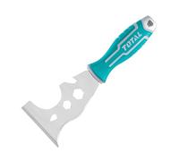 TOTAL - Spatule Multifonction - 75 mm - Acier Inoxydable - Tire-Bouchon - Grattoir Pointu et Convexe - Clés Hexagonales 14 mm et 10 mm - Extracteur de Clous