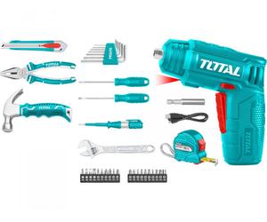Total THKTHP10386 AKU 4V tournevis avec jeu d'outils, 38pcs