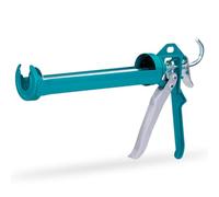 Total Tools - Pistola Aplicador Cerrado de Silicona | Longitud de 235 mm | Con Plato de Empuje | Mango Ergonómico de Aluminio | Acero | Resistente a la Corrosión