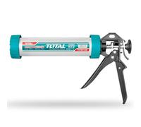 Total Tools - Pistola Aplicador Cerrado de Silicona | Longitud de 235 mm | Con Plato de Empuje | Mango Ergonómico de Aluminio | Acero | Resistente a la Corrosión