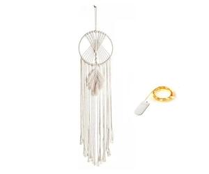 TOTALCADEAU Attrape-Rêve Macramé - Feuille Guirlande LED