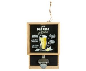TOTALLY ADDICT KV7229 Décapsuleur Mural avec Bac Capsules, Bois, Beige, 17,8 x 6,8 x 26 cm