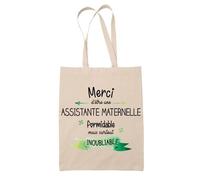 Tote Bag Merci Assistante maternelle Inoubliable | Idée Cadeau Collègue Travail Retraite Sac Cabas Réutilisable