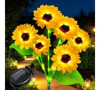 TOTHDATE 1 lampe solaire tournesol enfichable, 55 LED, lumière blanche chaude, éclairage solaire, lampe tournesol étanche IP44 pour jardin, chemin, terrasse, décoration