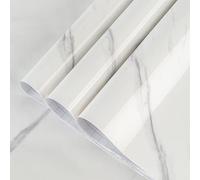 TOTIO Extra Large Papier Peint Autocollant Blanc Crème Aspect Marbre Lisse Brillant épaissi Imperméable 80CMx4M Sticker pour Meubles Film Décoratif Vinyle Pour Appartement Magasin Studio Jazz White