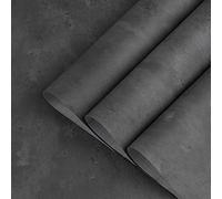 TOTIO Papier peint aspect béton gris foncé 40cmx18m Épaississement mat étanche-Papier peint autocollant industriel Motif ciment Papier décoratif en vinyle Pour bureau maison de location magasin