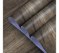 TOTIO Papier Peint Grain de Bois Gris foncé, Sticker Autocollant pour Meubles, Vintage, Mat, épais, imperméable, 40CMx3M, Sticker Mural Vinyle, Film décoratif DIY pour armoires, Tables, Amovible