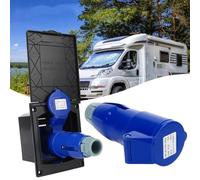 TOTMOX Prise camping car extérieur 220v, Prise de courant 16 A avec borne en cuivre pur pour camping-car, RV, caravane, prise étanche IP44 avec couvercle de protection, Utilisation en Extérieur