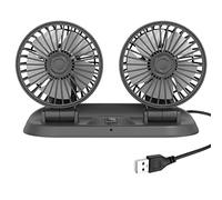 TOTMOX Ventilateur de refroidissement de voiture à double tête 5V avec port USB pour camion, van, SUV, RV, bateau, 360° Horizontal 180° Rotation verticale ajustable