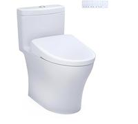 TOTO® WASHLET®+ Aquia® IV - WC monobloc allongé à double chasse d'eau 1,28 et 0,9 GPF avec siège de bidet électrique contemporain S7, coton blanc - MW6464726CEMFGN#01