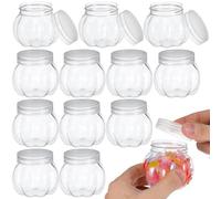 Totority 12 Pièces Bocal à Bonbons Citrouille 150ml en Pet, Boîte de Rangement Transparente Pratique et Réutilisable pour Stockage de Friandises et Snacks