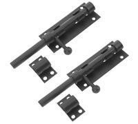 Totority 2 Pièces Verrou Coulissant Sécurisé avec Trou pour Cadenas en Acier Inoxydable Lourd Noir Mécanisme de Verrouillage Coulissant pour Portails de Jardin et Portes de Cabane