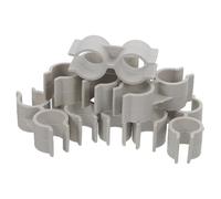 Totority 20 Pièces Clip de Fixation en Plastique Beige à Double Orifice pour Balai et Pelle, Connexion Stable et Installation Facile pour Maison et Bureau