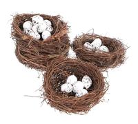 Totority 24 Pièces Nid D'oiseau en Rotin Artificiel de 12 Cm Œufs Décoratifs pour Pâques, Décoration de Fête DIY, pour Jardin et Intérieur