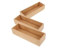 Totority 3 Pièces Organisateur Tiroir Bambou Minimaliste pour Chambre et Maison, Grand Rangement Empilable Design Ouvert, Plateau en Bois Beige pour Ustensiles et Accessoires
