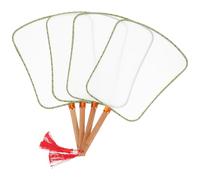 Totority 4 Pièces Éventail à Main Écrivant, Éventail Rond Vierge en Soie, Blanc, Bambou, Facile à Transporter, Confortable à Tenir, pour Garçon et Filles, Voyage et Activités en Plein