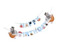 Totority Guirlande Suspendue pour Fête D'anniversaire Pirate en Papier Bannière Happy Birthday, Décoration Suspendue Cartoon pour Plafond ou Porte D'garçon et Filles