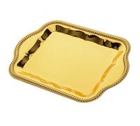 Totority Plateau de Service à Motif Floral, Plateau Décoratif Rectangulaire en Fer Or, Miroir, Gravé, pour Desserts, Boissons, Thé Turc et Café, Buffet et Occasions Variées