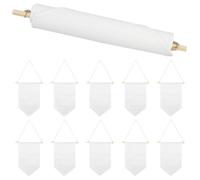 Totority Tableau d'affichage à punaises en Lin Beige avec 10 Fanions en Bois pour Collection et Salle de Jeux d'Enfants