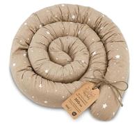 Totsy Baby Coussin de Couchage latéral en Coton 300 cm de Long pour Dormir, Tour de Cou, Appui-tête, Oeko-Tex, Beige avec étoiles Blanches