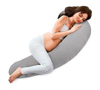 Totsy Baby Coussin de Soutien 190 cm Coussin de positionnement Adulte - Long Coussin de Relaxation pour Lire et s'adosser soutient Le Dos et Les Jambes Housse Amovible Zip Points sur Gris B Oeko-Tex