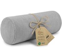 Totsy Baby Coussin traversin Genoux et Cervical pour Dormir 40x15 cm - Oreiller Boudin de Yoga cervicales et Corps Coussins en Mousse et Housse en Oeko-Tex Gris Clair Velours côtelé