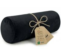 Totsy Baby Coussin traversin Genoux et Cervical pour Dormir 40x15 cm - Oreiller Boudin de Yoga cervicales et Corps Coussins en Mousse et Housse en Le Noir Velours