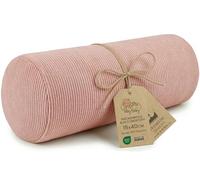 Totsy Baby Coussin traversin Genoux et Cervical pour Dormir 40x15 cm - Oreiller Boudin de Yoga cervicales et Corps Coussins en Mousse et Housse en Oeko-Tex Rose Velours côtelé