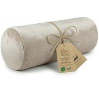 Totsy Baby Coussin traversin Genoux et Cervical pour Dormir 40x15 cm - Oreiller Boudin de Yoga cervicales et Corps Coussins en Mousse et Housse en Beige Velours