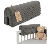 Totsy Baby Tour de lit bébé Respirant 120 cm - Contour de Lits pour Tout-Petits Protege Enfant barreaux ou Barriere Bebe Tours Mousse Berceau Protection Minky Oeko-Tex Gris