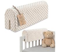 Totsy Baby Tour de lit bébé Respirant 50 cm - Contour de Lits pour Tout-Petits Protege Enfant barreaux ou Barriere Bebe Tours Mousse Berceau Protection Minky Oeko-Tex Beige Clair